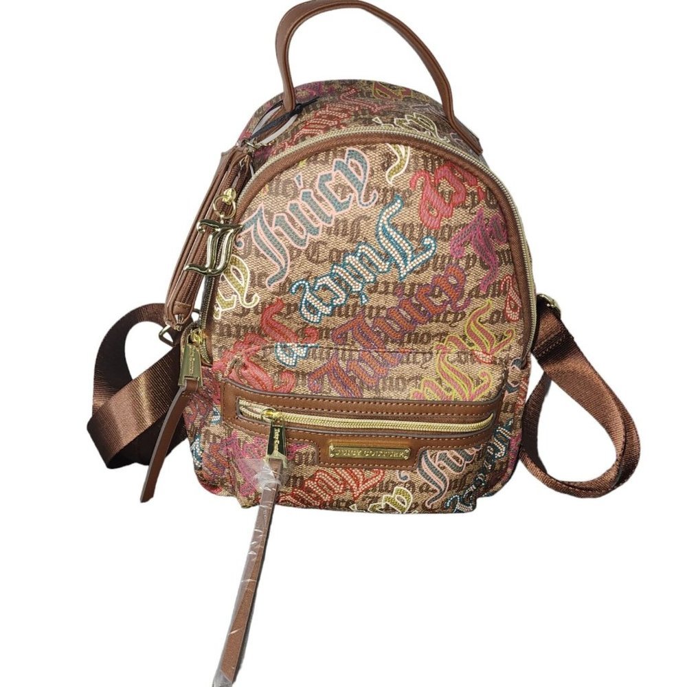 Juicy Couture Lollipop Small Backpack Gothic Logo Chestnut One Size $99 NWT